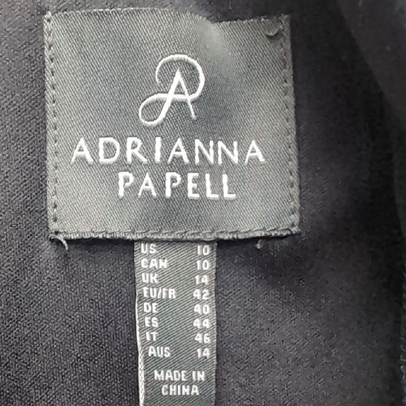 Adriana Papell Black Satin Collar Long Sleeve Dress - Picture 4 of 11